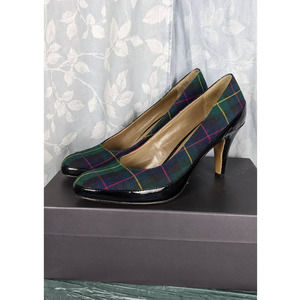 Liz Claiborne Caie Green Plaid Patent Leather Pump Sz 7.5